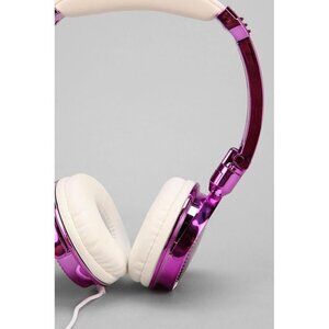 LMNT PINK STEREO EAR HEADPHONES W/ MICROPHONE IPHONE COMPATIBLE PLUSH CUSHIONS